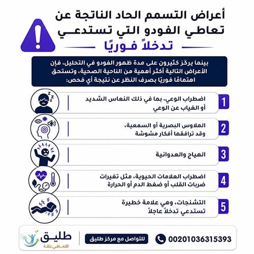 مدة بقاء الفودو في الجسم والبول والدم: دليل طبي شامل 1 أعراض التسمم الحاد الناتجة عن تعاطي الفودو التي تستدعي تدخلًا فوريًا