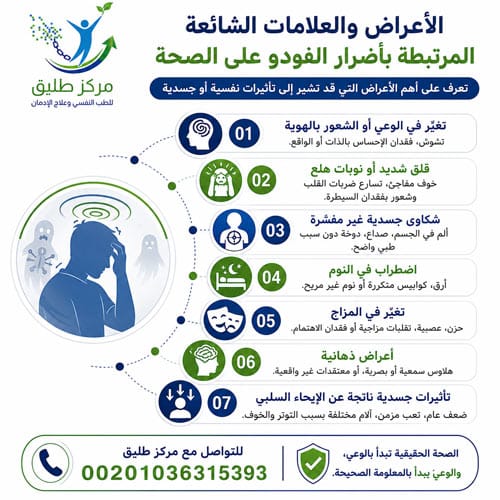 أضرار الفودو على الصحة: بين المعتقد الشعبي والتفسير الطبي وطرق علاج إدمان الفودو بسرية تامة 1 الأعراض والعلامات الشائعة المرتبطة بأضرار الفودو على الصحة