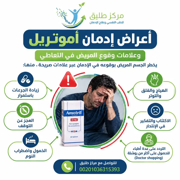 دليل علاج إدمان أموتريل (Amotril) وسر التعافي النهائي دون ألم 2 أعراض إدمان أموتريل وعلامات وقوع المريض في التعاطي