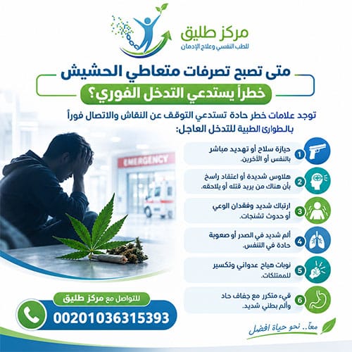 ماذا يكره متعاطي الحشيش؟ 10 تصرفات تجنبها ودليل التعامل والعلاج | مركز طليق 6 متى تصبح تصرفات متعاطي الحشيش خطراً يستدعي التدخل الفوري؟