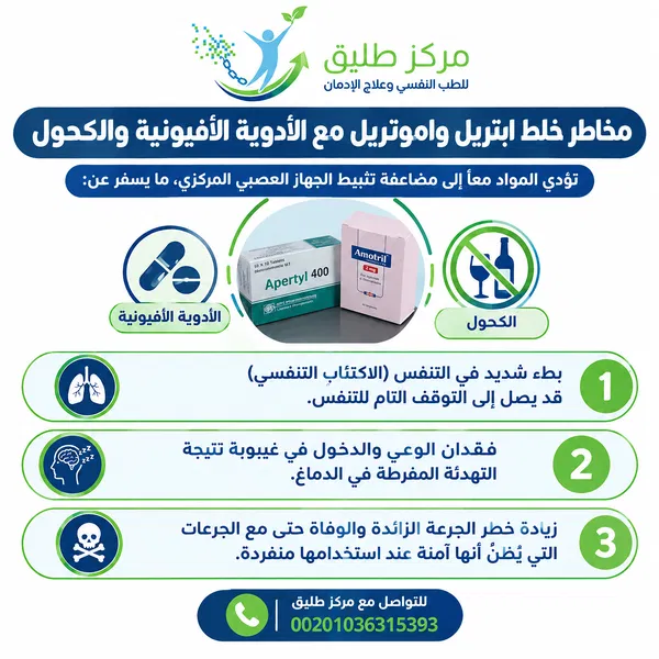 الفرق بين ابتريل واموتريل: دواعي الاستعمال، الآثار الجانبية، ومخاطر الإدمان 2 مخاطر خلط ابتريل واموتريل مع الأدوية الأفيونية والكحول